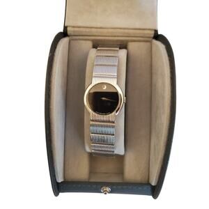 Vintage Movado Ladies Black Dial Stainless Steel Sapphire Crystal Watch 3937186